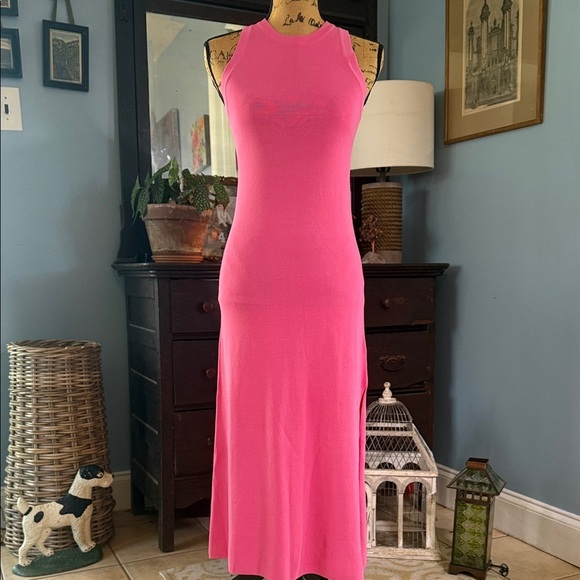 The Drop Gabriela High Neck Sleeveless Maxi Stretch Dress in Rose Pink - Picture 2 of 10